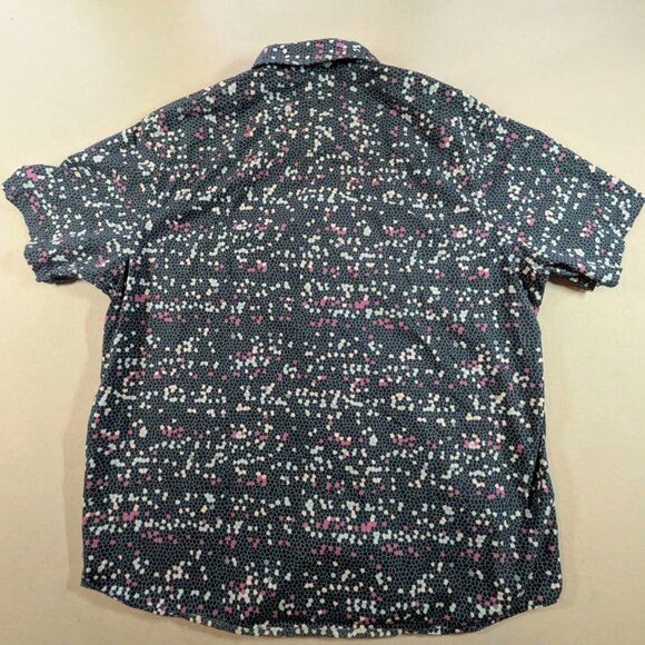 Alfani Men's Blue And Pink Geometric Short Sleeve Button Up Shirt Size XXL - Picture 2 of 6
